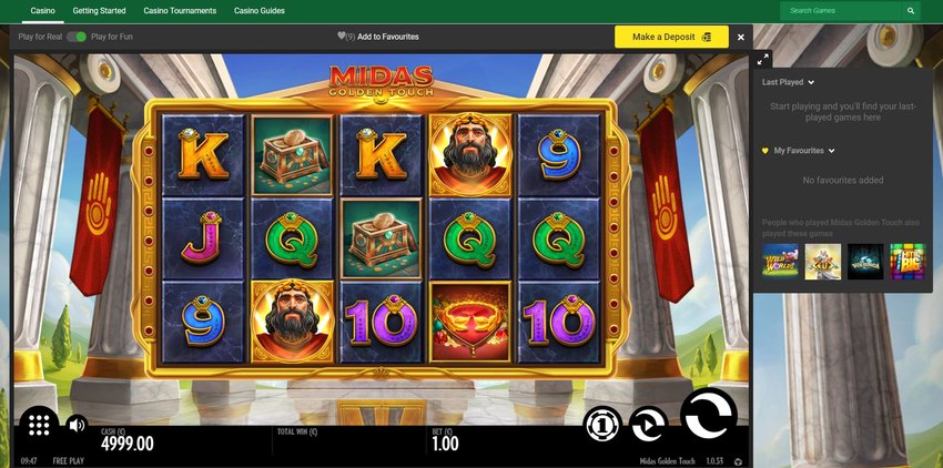 Unibet Midas Golden Touch Online Slot Game